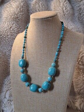 Howlite And Genuine Turqouise Chunky Necklace